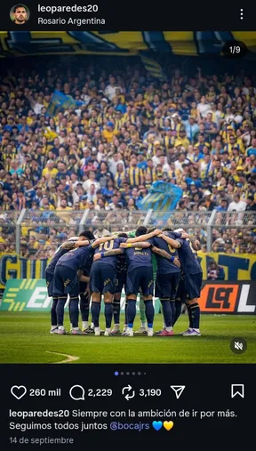 El posteo de Paredes para el grupo. (Instagram)