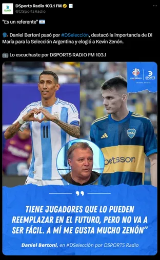 Postularon a Zenón para reemplazar a Di María. 
