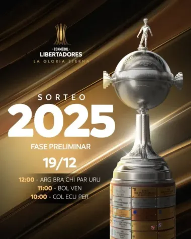 El sorteo de la fase 1 de la Copa Libertadores 2025 será el jueves 19 de diciembre en Paraguay. (CONMEBOL).