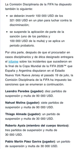 El comunicado de FIFA. (Captura)