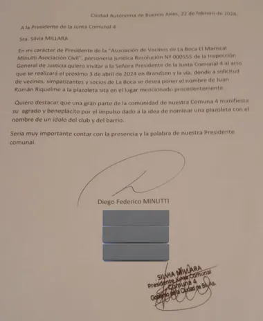 La presidente de la Junta Comunal estará presente