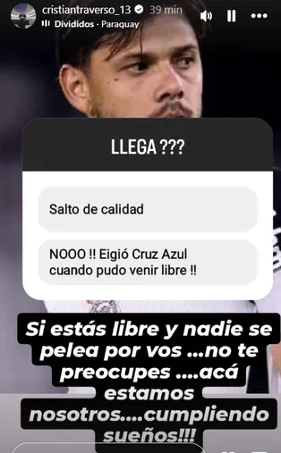 La postura de Traverso con Ángel Romero. (Captura)