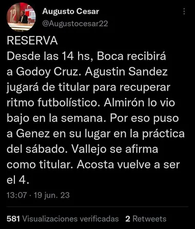 Tweet de @AugustoCesar22