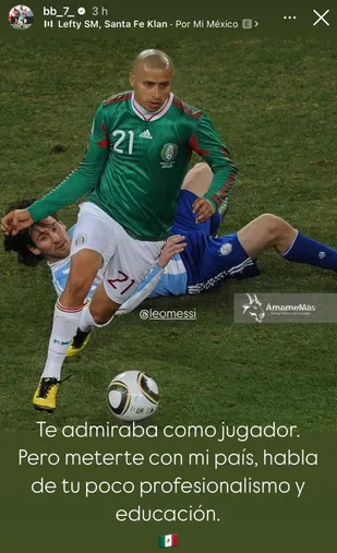 El posteo de Bautista contra Messi, en Instagram.