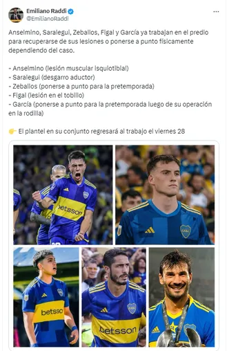 Los jugadores de Boca que se recuperan de sus lesiones. 