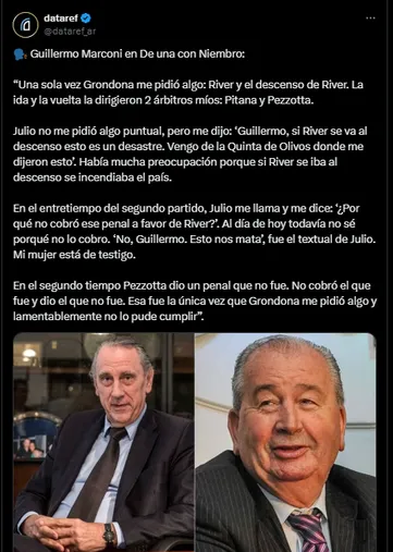 Grondona no pudo evitar que River descienda. (Captura)