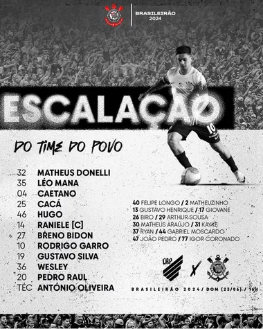 Fausto Vera no fue convocado para el último partido de Corinthians vs. Atlético Paranaense (