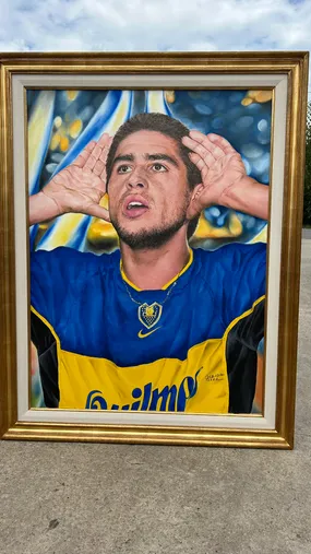 El cuadro que le regalaron a Juan Román Riquelme.