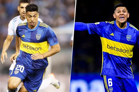 Juan Ramírez y Marcos Rojo en Boca