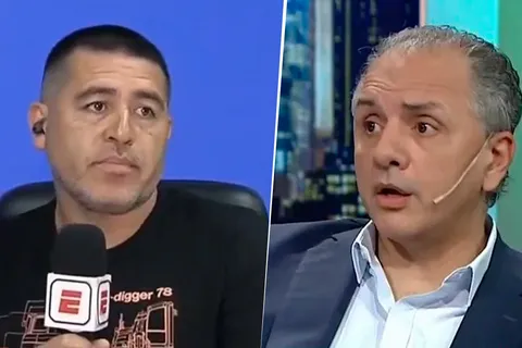 Juan Román Riquelme, presidente de Boca, y Adrián Ruocco, representante de Valentín Barco