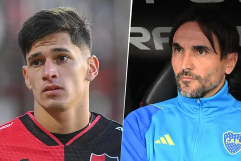 Brian Aguirre, jugador de Newell´s y Diego Martínez, DT de Boca