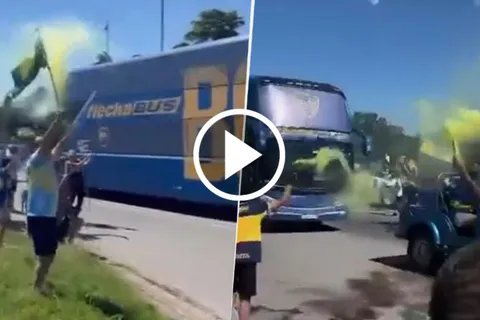 VIDEO | Locura por Boca en Junín: hubo caravana en la llegada del micro