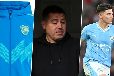 Juan Román Riquelme y Julián Álvarez