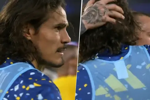 Benedetto y Edinson Cavani en Boca vs. Central Córdoba
