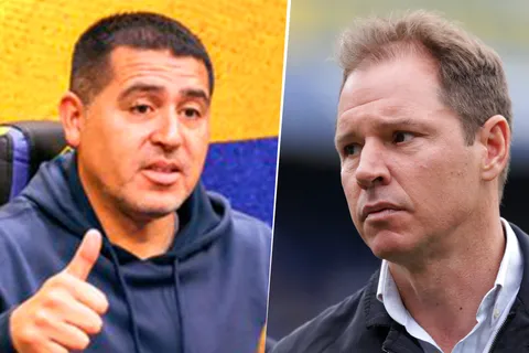 Juan Román Riquelme y Jorge Brito, presidente de River