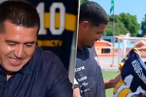 Riquelme conoció a los jugadores brasileños que llevan su nombre: su reacción y un regalo especial