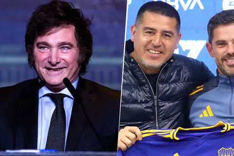 Javier Milei, Juan Román Riquelme y Fernando Gago