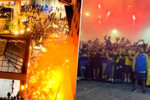 Los videos de la masiva caravana de hinchas de Boca rumbo al hotel donde concentra el plantel