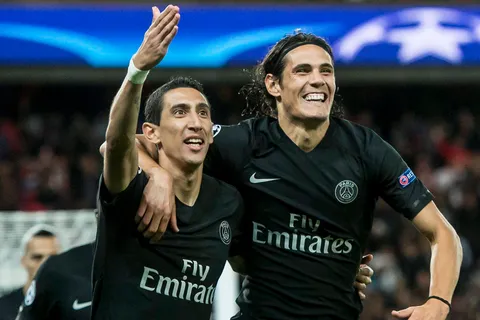 Edinson Cavani y Di María en el PSG