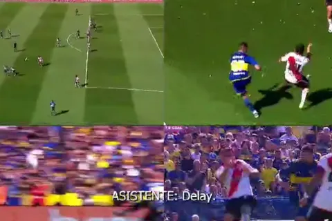 Cámaras del VAR en el gol anulado a Edinson Cavani en el Superclásico