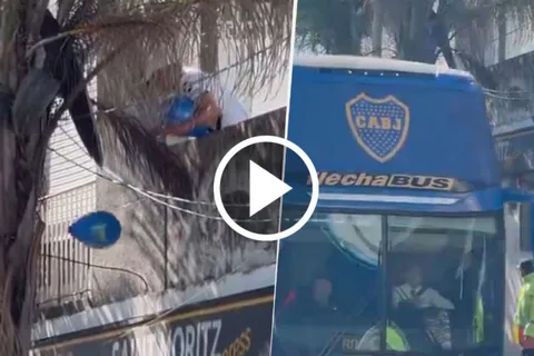 VIDEO | Un hincha de Boca vive enfrente de la cancha de Racing y así recibió al Xeneize