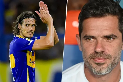 Edinson Cavani y Fernando Gago