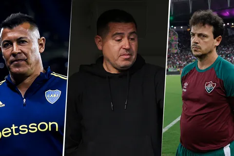 Jorge Almirón, Juan Román Riquelme y Fernando Diniz