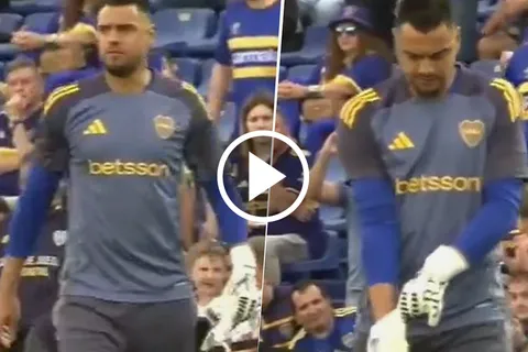 Sergio Romero salió a calentar en La Bombonera