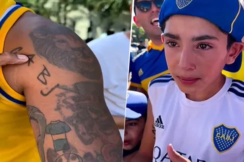 Locura en Córdoba: un hincha con todo el cuerpo tatuado de Boca y la emoción de un niño por Zeballos