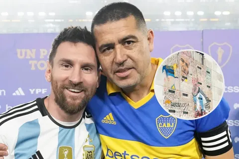 Con Riquelme y Messi: cómo es el mural gigante que se está pintando cerca de La Bombonera