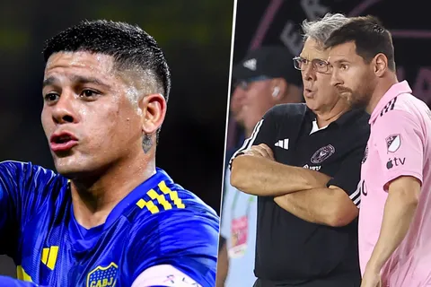Marcos Rojo, Lionel Messi y Gerardo Martino