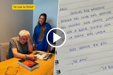 VIDEO VIRAL | Una hincha de Boca sorprendió a su abuelo con el mejor regalo: lo llevará a la final de Río