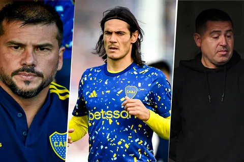 Mariano Herrón, Edinson Cavani y Juan Román Riquelme