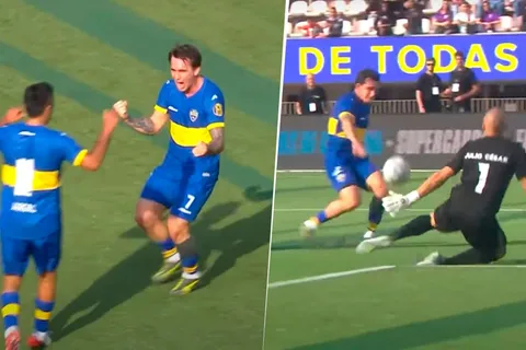 La picó: el golazo de Mouche en el Boca-Corinthians de Leyendas