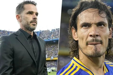 Fernando Gago y Edison Cavani en Boca
