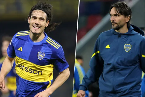 Edinson Cavani y Diego Martínez en Boca