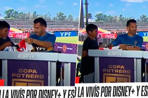 La reacción de Carlos Tevez cuando un niño le pidió que le firme la camiseta de River