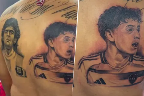 Un mexicano se tatuó a Maradona y Aranda en su espalda.