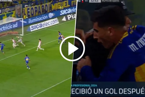 VIDEO | El gol de Merentiel para el 1-0 de Boca ante Argentinos Juniors y el festejo con un policía