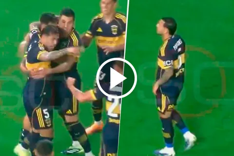 No se vio en TV: el gesto de Paredes a Barinaga después del primer gol de Boca