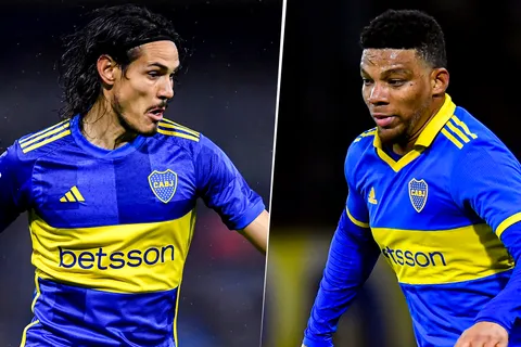 Edinson Cavani y Frank Fabra en Boca Juniors