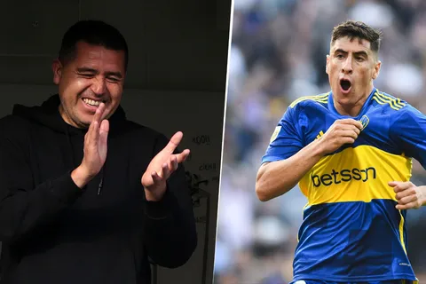 Miguel Merentiel y Juan Román Riquelme en Boca