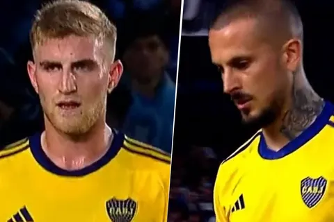 Nicolás Valentini y Darío Benedetto en Boca vs. Racing