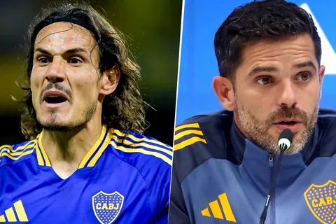 Edinson Cavani y Fernando Gago en Boca