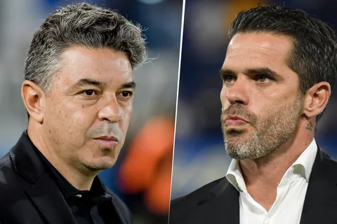 Fernando Gago y Marcelo Gallardo, entrenador de Boca y River