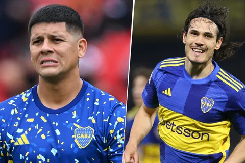 Edinson Cavani y Marcos Rojo en Boca