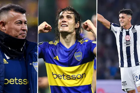Jorge Almirón y Edinson Cavani en Boca
