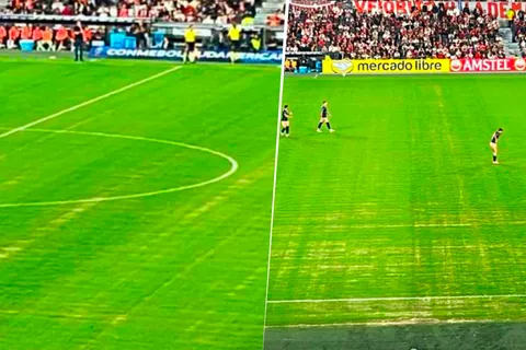 Las gastadas de los hinchas de Boca a River por el campo del Monumental: "Son las líneas del VAR"