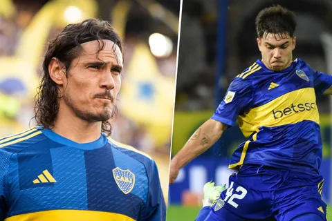 Edinson Cavani y Lucas Blondel en Boca