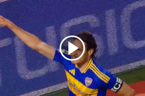 Edinson Cavani marcó el 2 a 1 de Boca contra Godoy Cruz